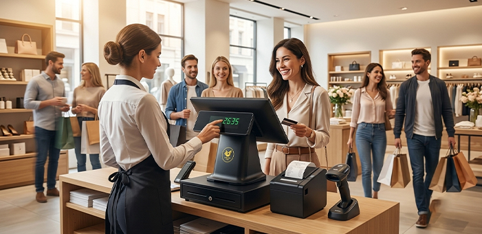 Customers waiting in a long queue at a slow billing counter